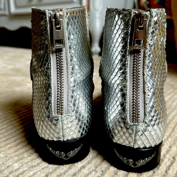 Zadig & Voltaire silver metallic leather booties - Picture 3 of 3